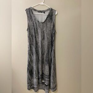 H By Halston maxi dress size large black gray long hi lo sleeveless beachy